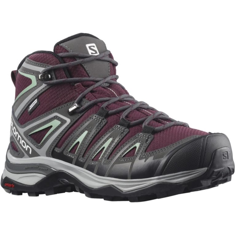 Salomon X Ultra Pioneer Stredne CSWP Turisticka Obuv Damske Bordove Tmavo Siva | SK 8DMPLU